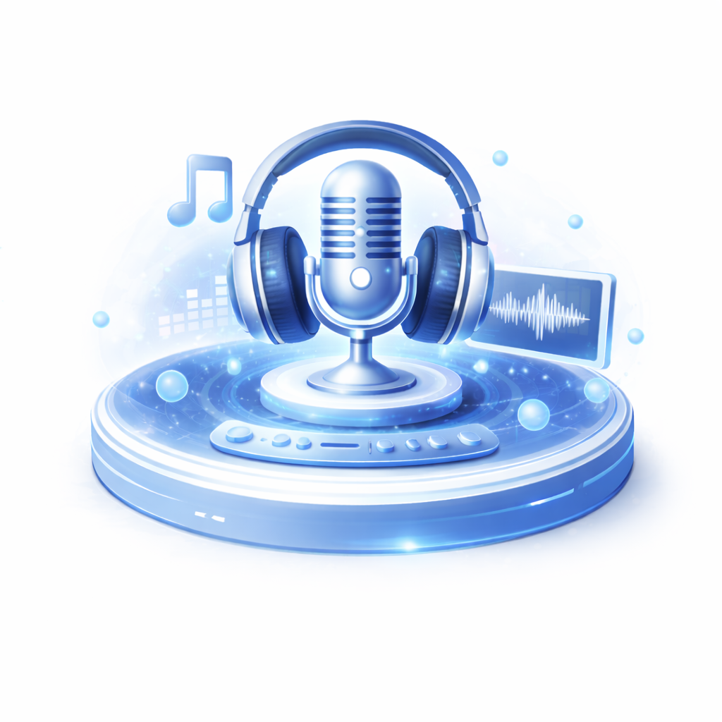 AI audio and sound generation visual featuring artificial intelligence powered voice music and sound creation with microphone and headphones for Freelance Planet