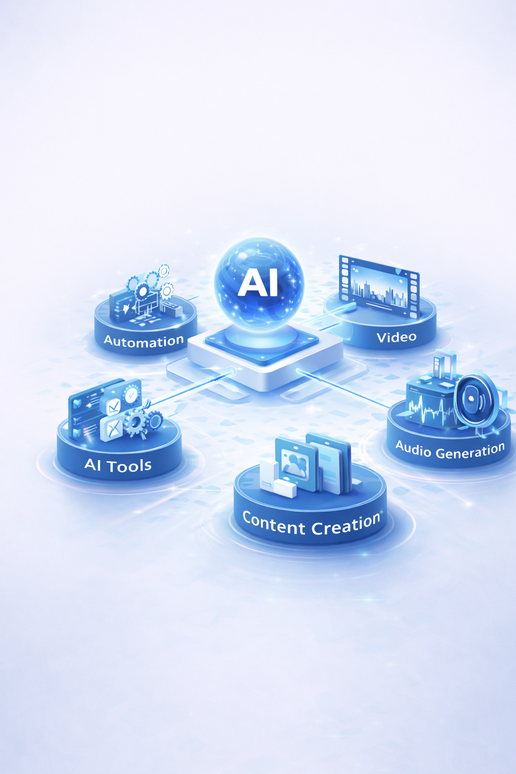 Freelance Planet AI services banner featuring Automation, Video, AI Tools, Audio Generation, and Content Creation categories.