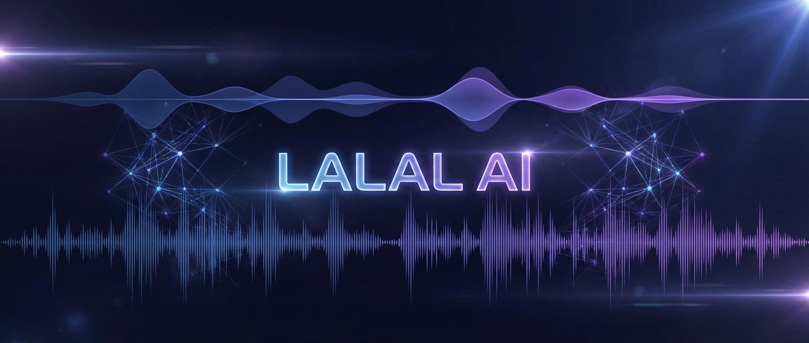 AI audio stem separation banner for LALAL AI showing vocals and instruments split into separate sound layers for Freelance Planet
