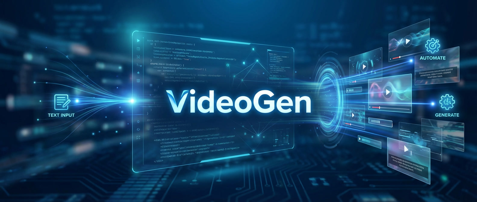 AI video generation banner for VideoGen illustrating automated video creation workflows for Freelance Planet