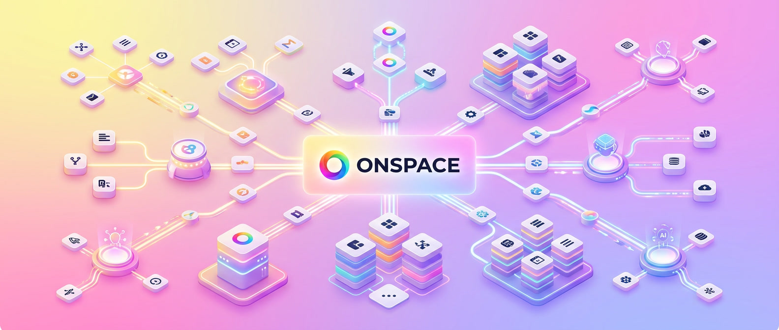 Onspace AI platform with workflow automation, app builder blocks, and connected AI systems 